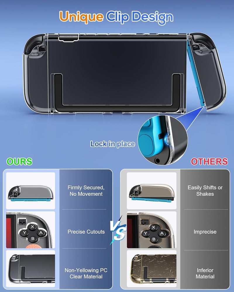 FYOUNG Upgrade Switch 2 Protective Case&Screen Protector Set, Dockable Cover Hard Shell for Nintendo Switch 2 2025 Console Accessories,Travel-Friendly,Kickstand Cutouts(Clear, for Switch 2 7.9inch) - Image 5